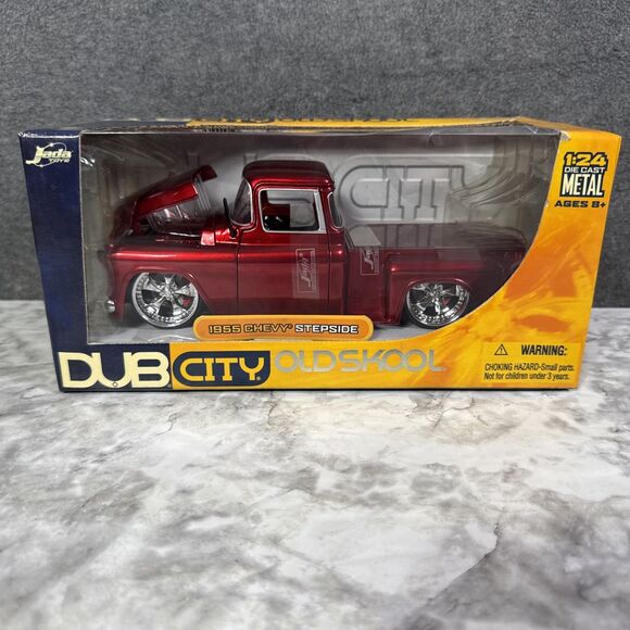 1/24 Jada Toys Dub City Old Skool 1955 Chevy Stepside Red Diecast Metal - Picture 1 of 6